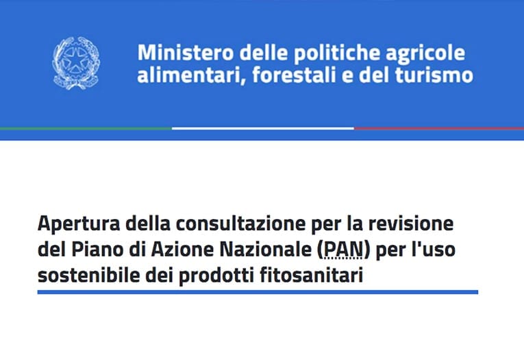 Apertura della consultazione per la revisione del Piano di Azione Nazionale (PAN) per l’uso sostenibile dei prodotti fitosanitari