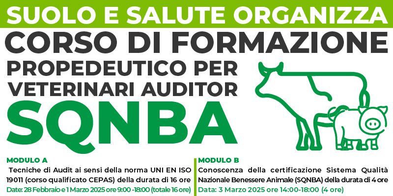 CORSO DI FORMAZIONE PROPEDEUTICO PER VETERINARI AUDITOR SQNBA