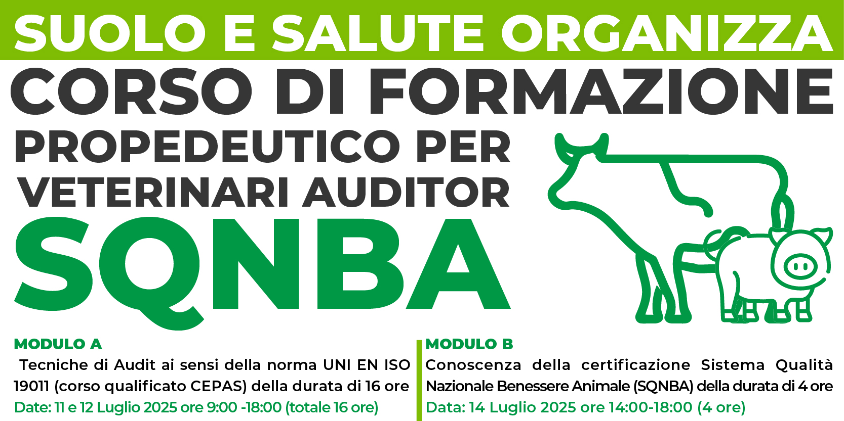 CORSO DI FORMAZIONE PROPEDEUTICO PER VETERINARI AUDITOR SQNBA